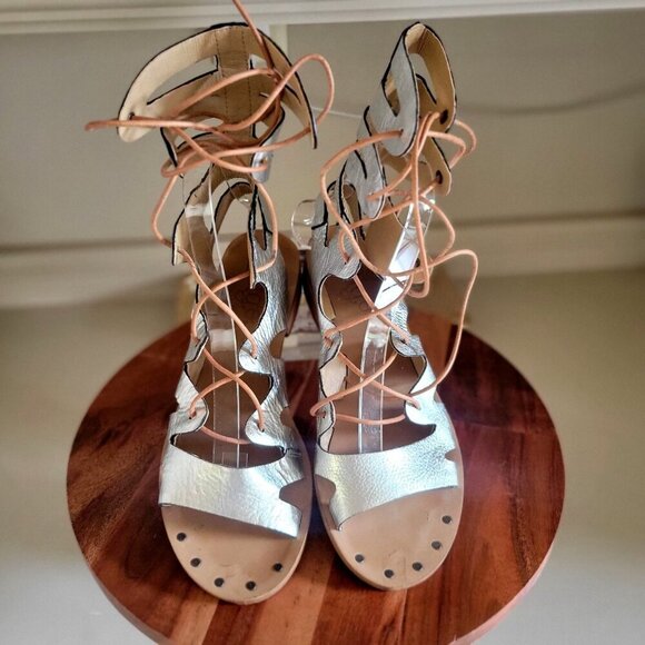 Latigo Hand Made Gladiator /Rapper Sandals Leather in Silver- US 7M - Picture 3 of 8